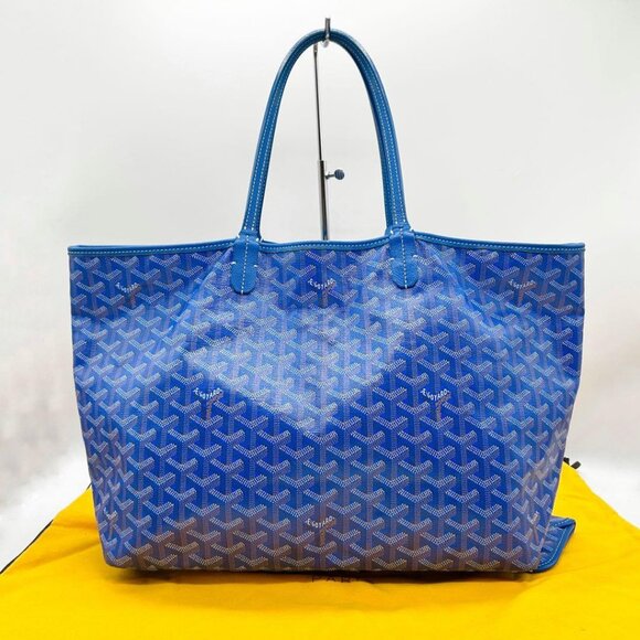RARE Authentic Goyard Goyardine Saint Louis PM Blue Shoulder Tote Bag & Pouch - Picture 3 of 10